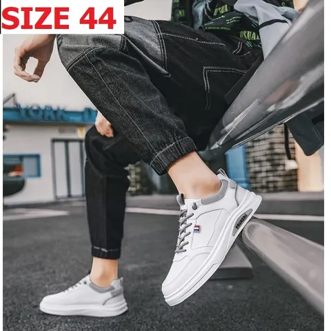 [ SIZE 44 ] Giày Nam Trắng Kiểu Dáng Đẹp Chất Da Bền Dễ Đi Dễ Phối Đồ Phong Cách Hàn Quốc - 0606
