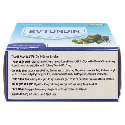VIÊN UỐNG HỖ TRỢ GIẤC NGỦ BVTUDIN HỘP 100 VIÊN