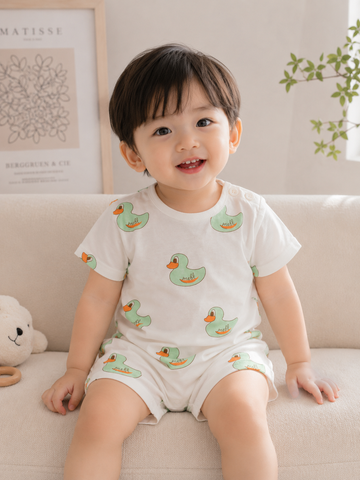  Hàng QC - Bodysuit vịt con cute đáng yêu dễ thương cho bé mùa hè mát mẻ 0-3 tháng