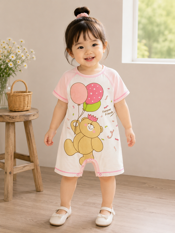 Hàng QC - Bodysuit gấu cute đáng yêu dễ thương mùa hè mát mẻ cho bé gái