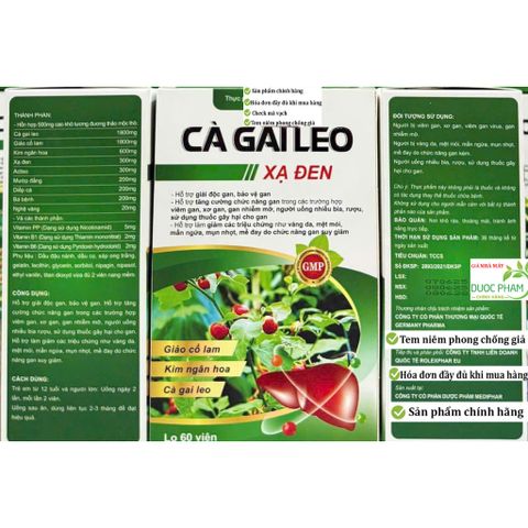 Viên uống Cà gai leo xạ đen giải độc gan vỉ 60 viên, giúp bổ gan, hạ men gan, tăng cường chức năng gan, bảo vệ gan