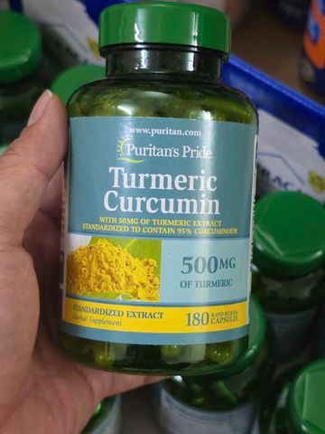 Viên uống Tinh Chất Nghệ Puritan's Pride Turmeric Curcumin 500 mg - 180 viên - Kháng Viêm Tự Nhiên - Bảo Vệ Gan  