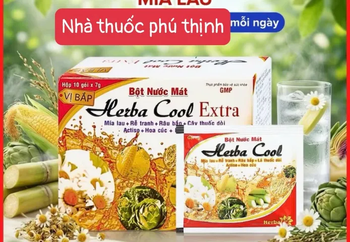 Bột nước mát herba cool extra vị bắp thơm ngon giúp thanh nhiệt mát gan (hàng date mới)