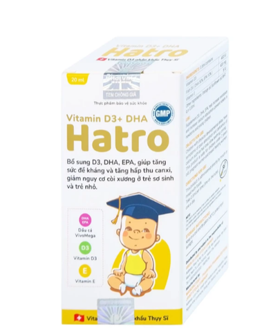 Dung dịch bổ sung Vitamin D3, DHA, EPA tăng đề kháng, giảm nguy cơ còi xương Vitamin D3+ DHA Hatro (20ml)