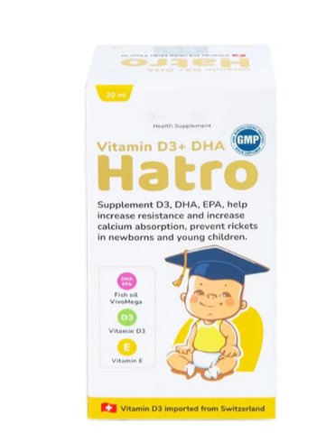 Dung dịch bổ sung Vitamin D3, DHA, EPA tăng đề kháng, giảm nguy cơ còi xương Vitamin D3+ DHA Hatro (20ml)