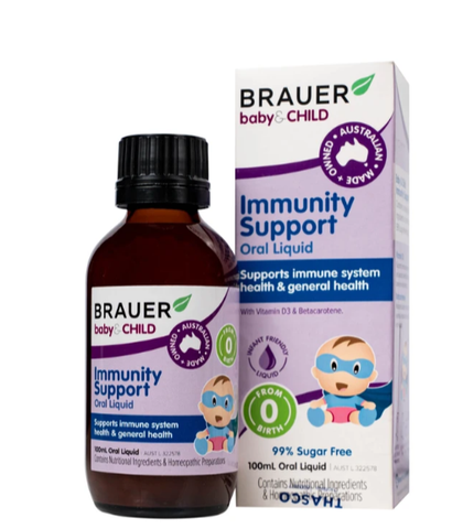 Siro bổ sung Betacarotene và Vitamin D3 giúp tăng đề kháng cho bé Brauer Baby & Child Immunity Support 100ml