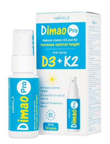 Chai xịt giúp tăng cường hấp thu canxi Dimao Pro Oral Spray D3 + K2 Valens (25ml)