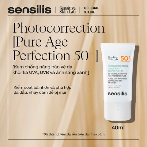 Kem Chống nắng kiểm soát dầu bã nhờn Sensilis Photocorrection [Pure Age Perfection 50+] 40ml