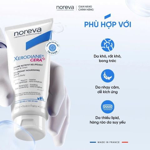 Kem Dưỡng Ẩm Phục Hồi Cho da rất Khô -Viêm da cơ địa Noreva Xerodiane CERA+ Relipidant Nourishing Balm 200ml