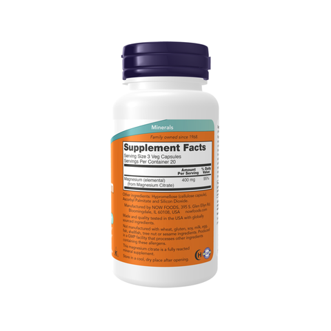 Viên Uống Magnesium Citrate NOW Hỗ Trợ Hệ Tiêu Hóa Giảm Căng Cơ Bắp Cải Thiện Tập Trung - YoungFit