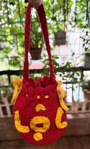 Túi len đựng tiền lì xì hoặc treo trang trí ngày lễ Tết, thêu chữ TÀI LỘC, đồ thủ công handmade