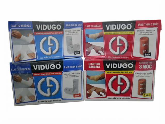 Băng Thun Vidugo 2 Móc, 3 Móc Màu Trắng Và Nâu Dùng Để Băng Nẹp, Cố Định Xương, Khớp Không Xê Dịch