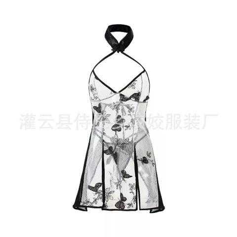 Sườn Xám Xuyên Thấu Họa Tiết Hoa Hồng Gợi Cảm Cosplay Cổ Trang Trung Hoa Xẻ Tà Tặng Chip Sexy Quyến Rũ - N381 Đen