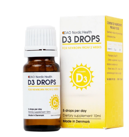 Dung dịch hỗ trợ phát triển xương, răng cho trẻ D3 Drops DAO Nordic Health (10ml)