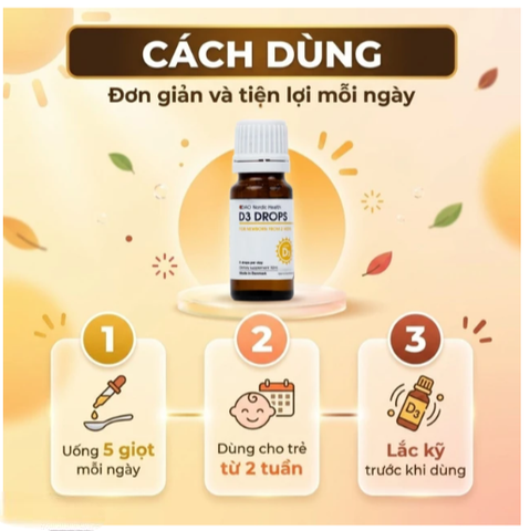 Dung dịch hỗ trợ phát triển xương, răng cho trẻ D3 Drops DAO Nordic Health (10ml)