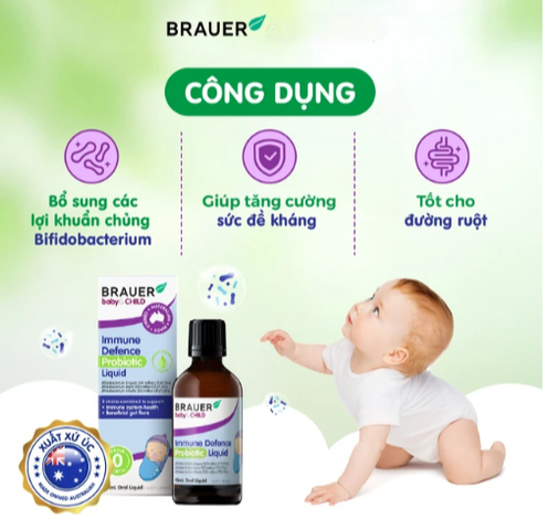 Siro giúp bổ sung lợi khuẩn, tốt cho đường ruột Immune Defence Probiotic Liquid Brauer (45ml)