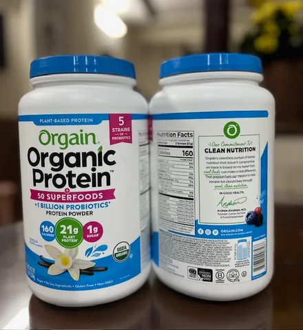 Bột Protein Hữu Cơ Orgain Organic Protein 1.2kg  Vị VANI- 21g Protein Thực Vật, 50 Superfoods, Hỗ Trợ Tiêu Hóa Tự Nhiên