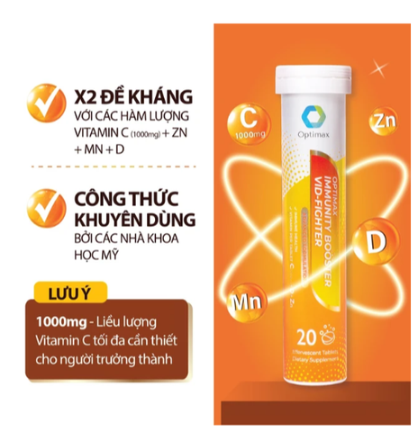 Viên sủi tăng cường sức đề kháng cho cơ thể Optimax Immunity Booster Vid-Fighter (20 viên)