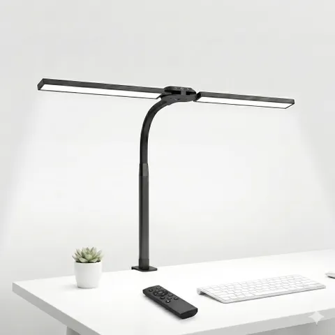 Đèn LED Kẹp Bàn Máy Tính Double Head Desk Lamp – 24W, Có Remote Điều Khiển 771750