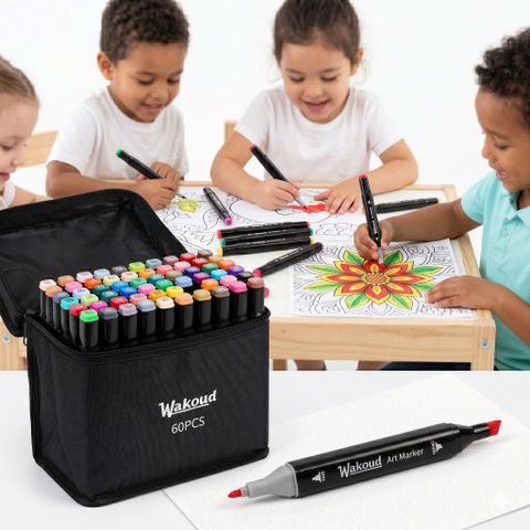 Bộ 60 Bút Màu Wakoud Art Marker – Hai Đầu Chuyên Nghiệp, Kèm Túi Vải 771783