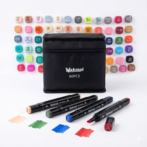 Bộ 60 Bút Màu Wakoud Art Marker – Hai Đầu Chuyên Nghiệp, Kèm Túi Vải 771783