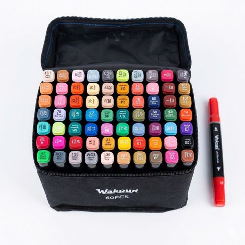 Bộ 60 Bút Màu Wakoud Art Marker – Hai Đầu Chuyên Nghiệp, Kèm Túi Vải 771783