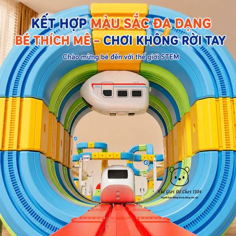 Đồ chơi lắp ráp tàu điên từ tính 113 chi tiết pin sạc nâng cao nhận thức khoa học kỹ thuật cho trẻ nhỏ