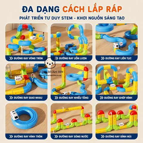 Đồ chơi lắp ráp tàu điên từ tính 113 chi tiết pin sạc nâng cao nhận thức khoa học kỹ thuật cho trẻ nhỏ