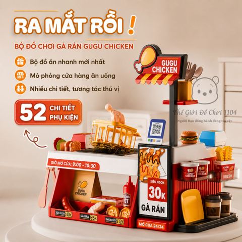 Bộ đồ chơi quầy bán gà rán mini hiệu ứng đổi màu 52 chi tiết giúp bé phát triển tư duy Thế giới đồ chơi 1104