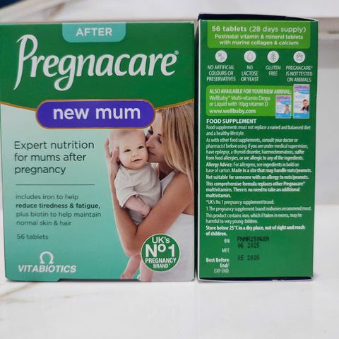 [Mẫu Mới] Viên uống Bổ sung Vitamin cho Mẹ Sau Sinh Vitabiotics Pregnacare New Mum - 56 viên - Hỗ Trợ Đẹp Da & Giảm Rụng Tóc Sau Sinh - S/P Chuẩn UK 