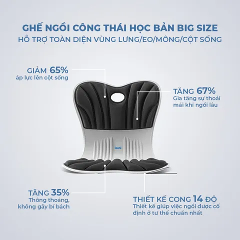 [BIG SIZE] Ghế Điều Chỉnh Tư Thế Ngồi Cho Người 100KG, Mẹ Bầu, Dân Văn Phòng Chống Đau Lưng Cột Sống