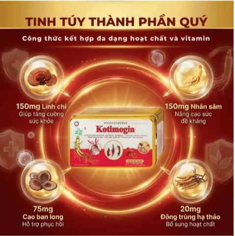 Viên uống Sâm - Đông Trùng Hạ Thảo tăng cường sức khỏe, tăng sức đề kháng Kotimogin (20 vỉ x 3 viên)