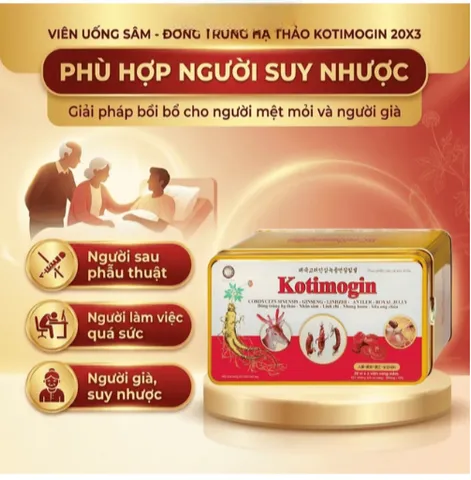 Viên uống Sâm - Đông Trùng Hạ Thảo tăng cường sức khỏe, tăng sức đề kháng Kotimogin (20 vỉ x 3 viên)