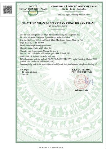 Viên Uống Bổ Sung Canxi Tảo Biển Đỏ Calci Mk7 Max - Hỗ Trợ Sức Khỏe Xương Khớp Vitamin D3, K2 - 60 Viên