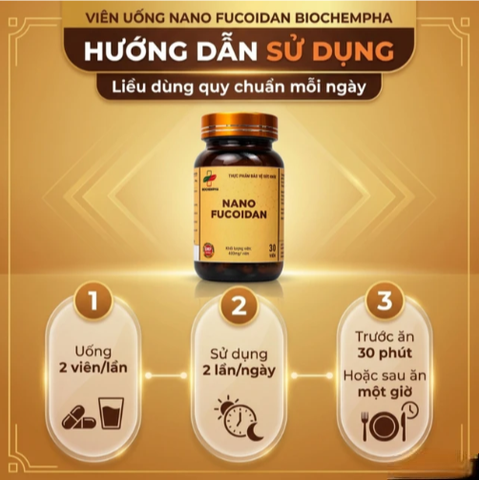 Viên uống hỗ trợ chống oxy hóa, hạn chế gốc tự do, tăng cường sức khỏe Nano Fucoidan Biochempha 30v