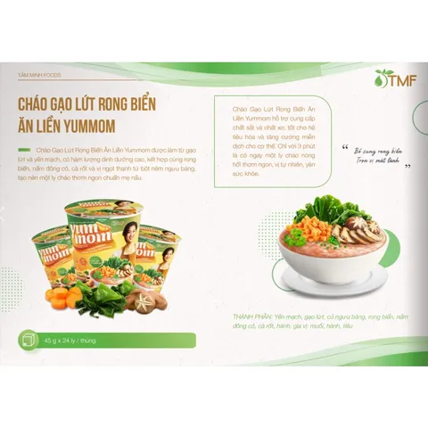 Cháo gạo lứt rong biển ăn liền TÂM MINH ly 45g