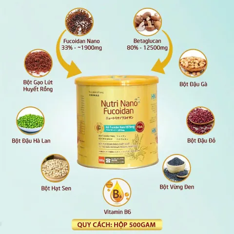 Thực Phẩm Bổ Sung Nutri Nano Fucoidan 500gr Ngũ Cốc Thực Dưỡng tự nhiên