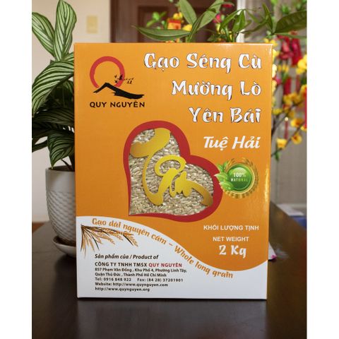 Gạo lứt trắng Séng Cù Mường Lò Yên Bái Hộp 2kg chùa Long Hương