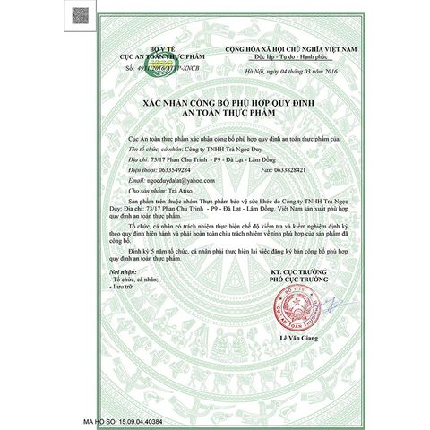 Trà atiso Ngọc Duy loại thượng hạng gói cam