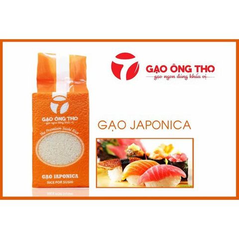 Gạo Nhật Japonica 1Kg - Gạo Ông Thọ - Gạo Hạt Tròn Đều, Dẻo Mềm, Ngọt Cơm