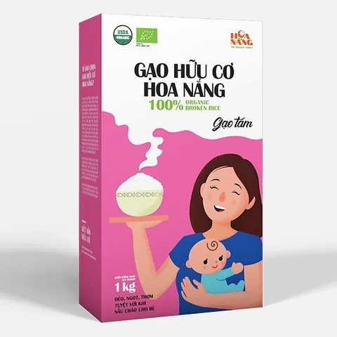 Gạo Tấm Hữu Cơ Hoa Nắng Hộp 1Kg Dẻo ngọt, thơm tự nhiên
