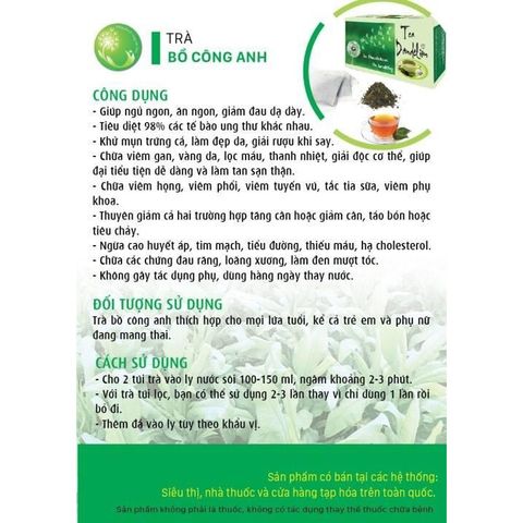 Trà Bồ Công Anh 50 túi lọcHÀNG CHÍNH HÃNG CÔNG TY P&K