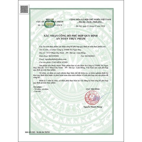 Cao mềm atiso giải độc gan loại đặc biệt hộp cam 1kg-Trà Ngọc Duy