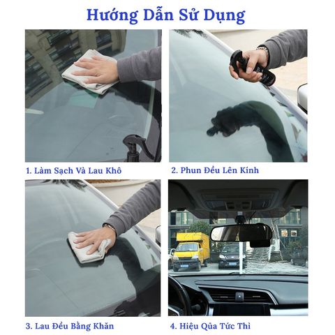 Chai Xịt Kính ô tô Chống Mưa Kèm Khăn