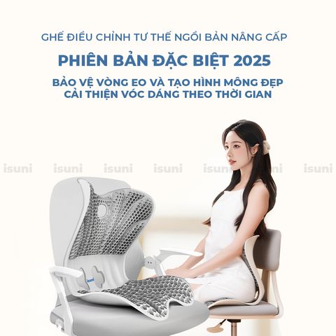 [BẢN VIP PRO] Ghế Công Thái Học Điều Chỉnh Tư Thế Ngồi Isuni Chống Gù Lưng Cho Bà Bầu, Dân Văn Phòng