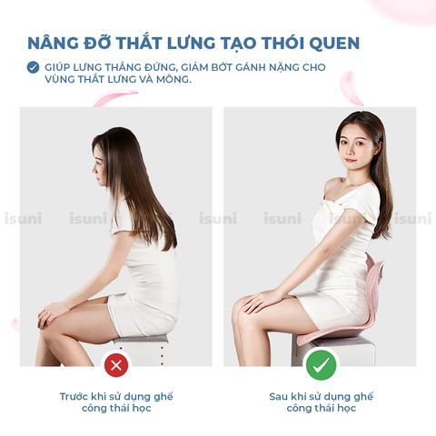 [Bản Sakura] Ghế Điều Chỉnh Tư Thế Ngồi Isuni Chống Gù Lưng, Ghế Công Thái Học Giảm Đau Mỏi Lưng, Hông 772370