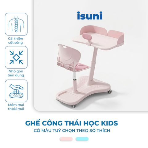 Bộ Bàn Ghế Ngồi Học Cho Trẻ Em Chống Gù ISUNI - Điều Chỉnh Độ Cao, Khung Thép Chắc Chắn, Bánh Xe Tự Khóa An Toàn 772385