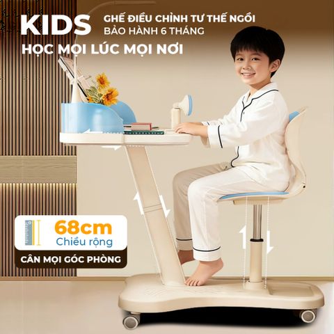 Bộ Bàn Ghế Ngồi Học Cho Trẻ Em Chống Gù ISUNI - Điều Chỉnh Độ Cao, Khung Thép Chắc Chắn, Bánh Xe Tự Khóa An Toàn 772385