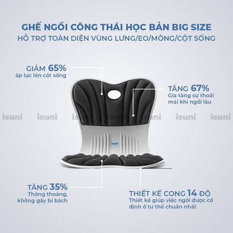 [BẢN CHO NGƯỜI CAO TRÊN 1M7] Ghế Điều Chỉnh Tư Thế ISUNI, Chỉnh Dáng Ngồi Giúp Giảm Đau Lưng Đáng Kể 772424