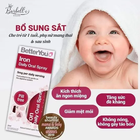 Sắt xịt Better You Iron 5mg – Bổ sung sắt hữu cơ dạng xịt, dễ hấp thu cho trẻ từ 1 tuổi và người lớn